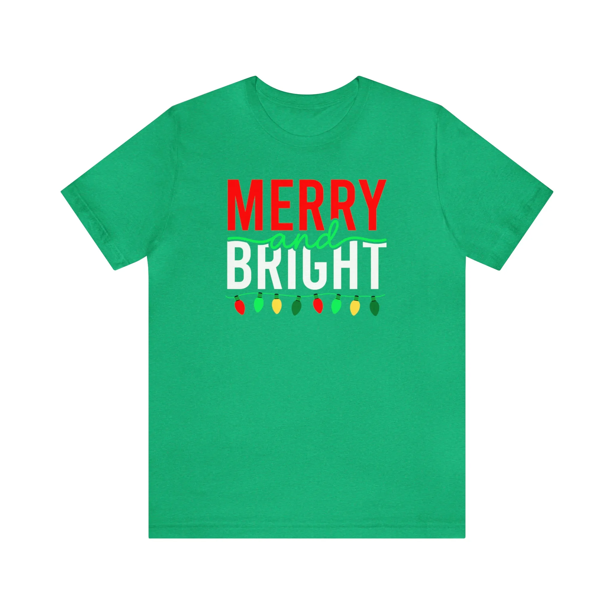 Merry and Bright Christmas T-Shirt | Festive XMas Tee |  Bella Canvas 3001 Unisex | Happy Holidays Short Sleeve T-Shirt